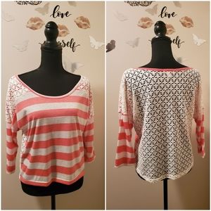 dELiAs Stripe Pinkish Peach & off white shirt